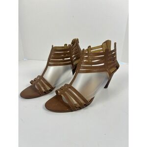 Nine West Heeled Sandals Strappy Gladiator Dressy Brown Heels Size 8M